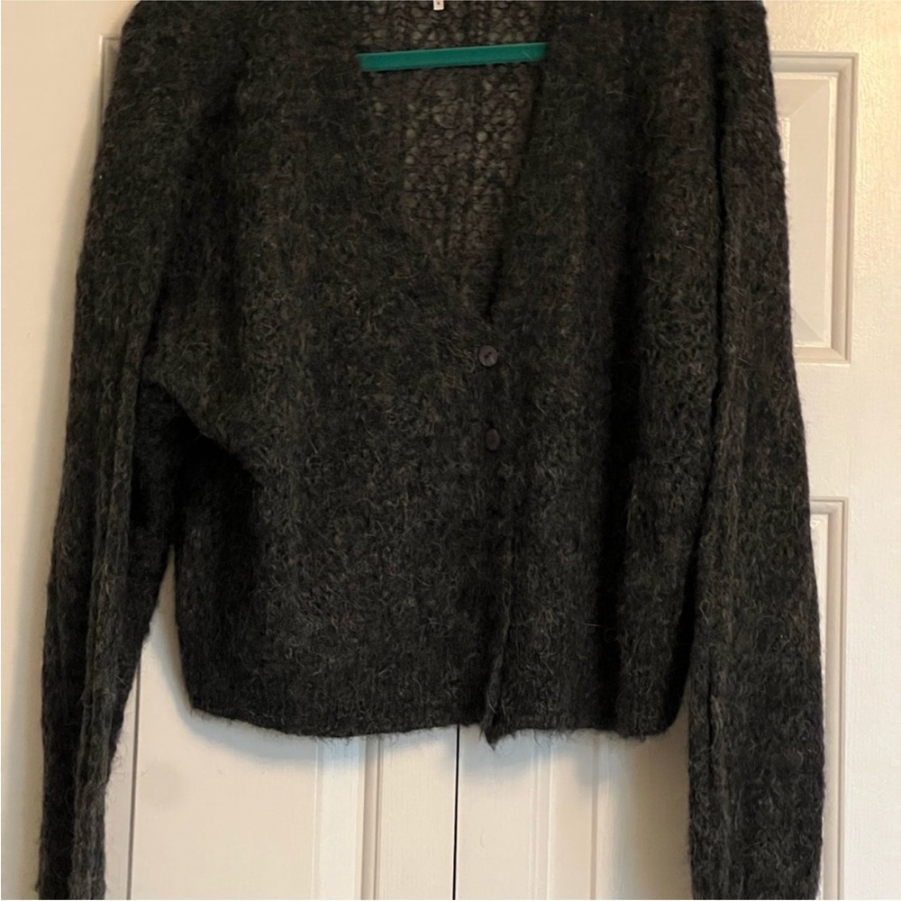 Free People Amelia cardigan alpaca wool gray M - Picture 3 of 6
